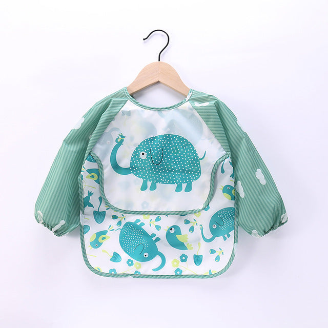 Waterproof Baby Bib with Cartoon Design and Pocket