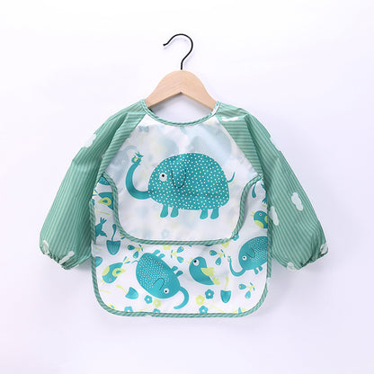 Waterproof Baby Bib with Cartoon Design and Pocket