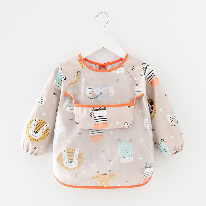 Waterproof Long Sleeve Kids Smock Apron for Eating