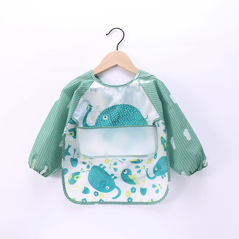 Waterproof Baby Bib with Cartoon Design and Pocket