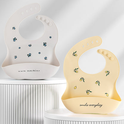 Baby Waterproof Silicone Bib with Rice Pocket